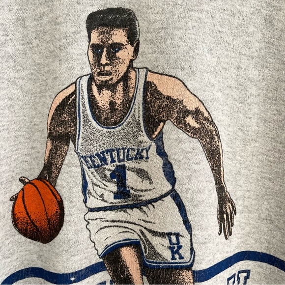 Vintage Gray UK Kentucky Wildcats Basketball Graphic Sweatshirt Crewneck - Picture 4 of 14